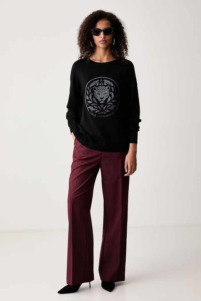 Lola Casademunt Sweter damski z bawełną LF2611018 czarny AW26