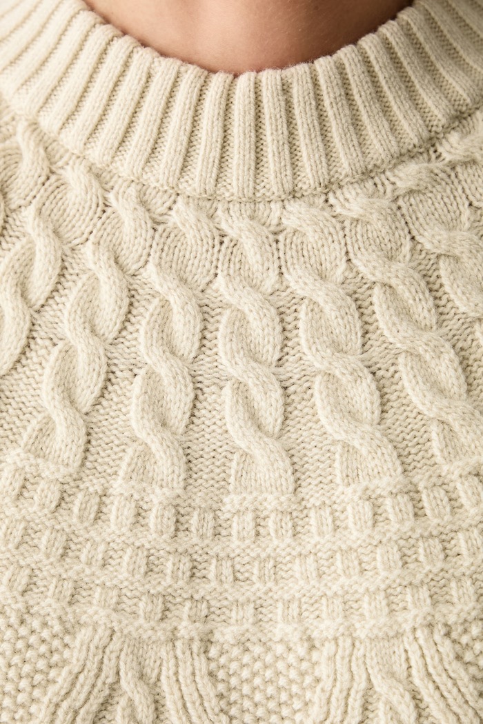 Sweter damski wełniany Ovik Solid Jacquard Fjallraven beżowy F14600300.191