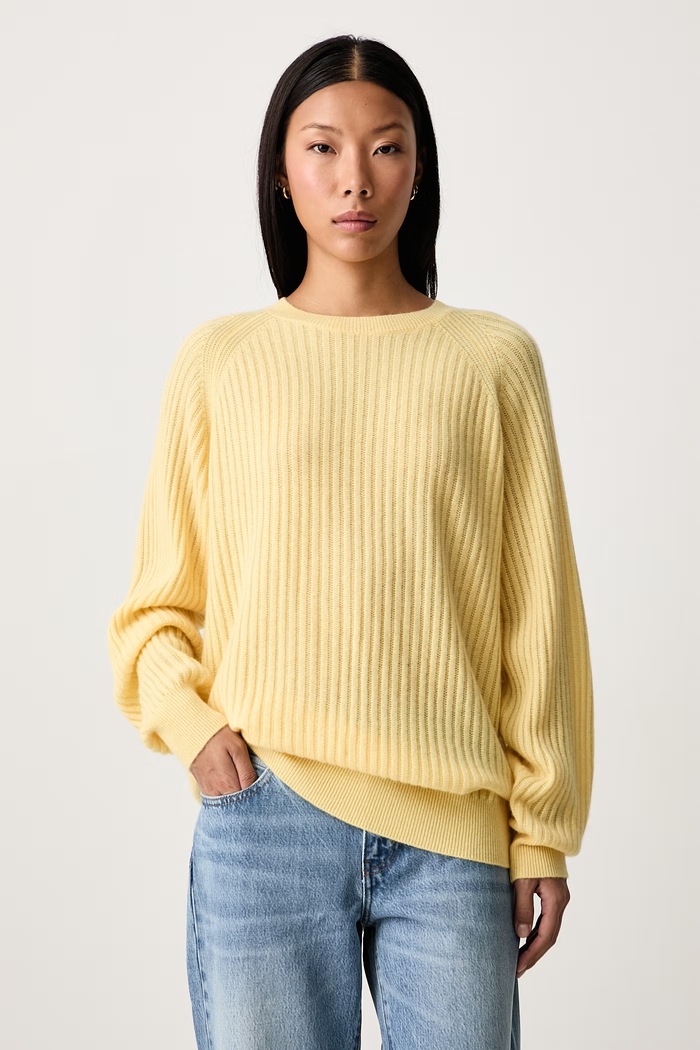 Frame THE CASHMERE SUNBEAM SWEATER pulover din cașmir pentru femei galben WE26KSW024