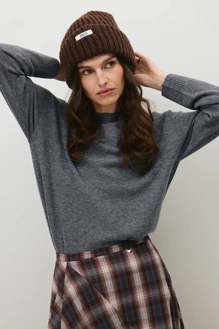 Sweter damski wełniany WOOLY BIZUU WOOLY.SZARY szary