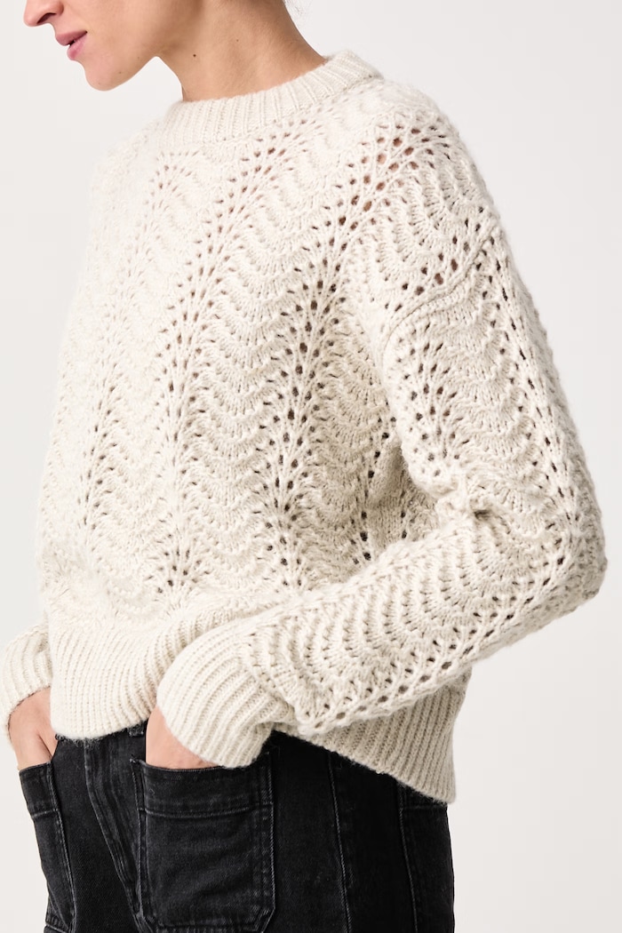 Πουλόβερ γυναικείο με πρόσμιξη μαλλιού CHARLOTTE POINTELLE CREWNECK Levi's 007VK μπεζ