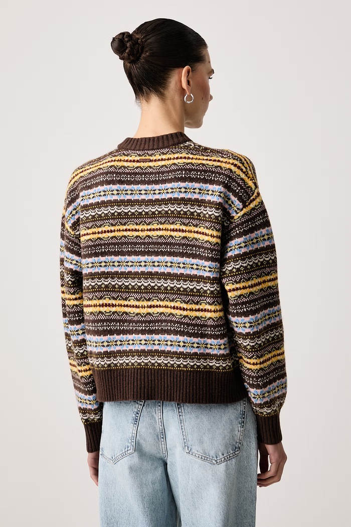 Дрехи Levi's Жилетка дамска с добавена вълна CHARLOTTE CREWNECK 007VG кафяв