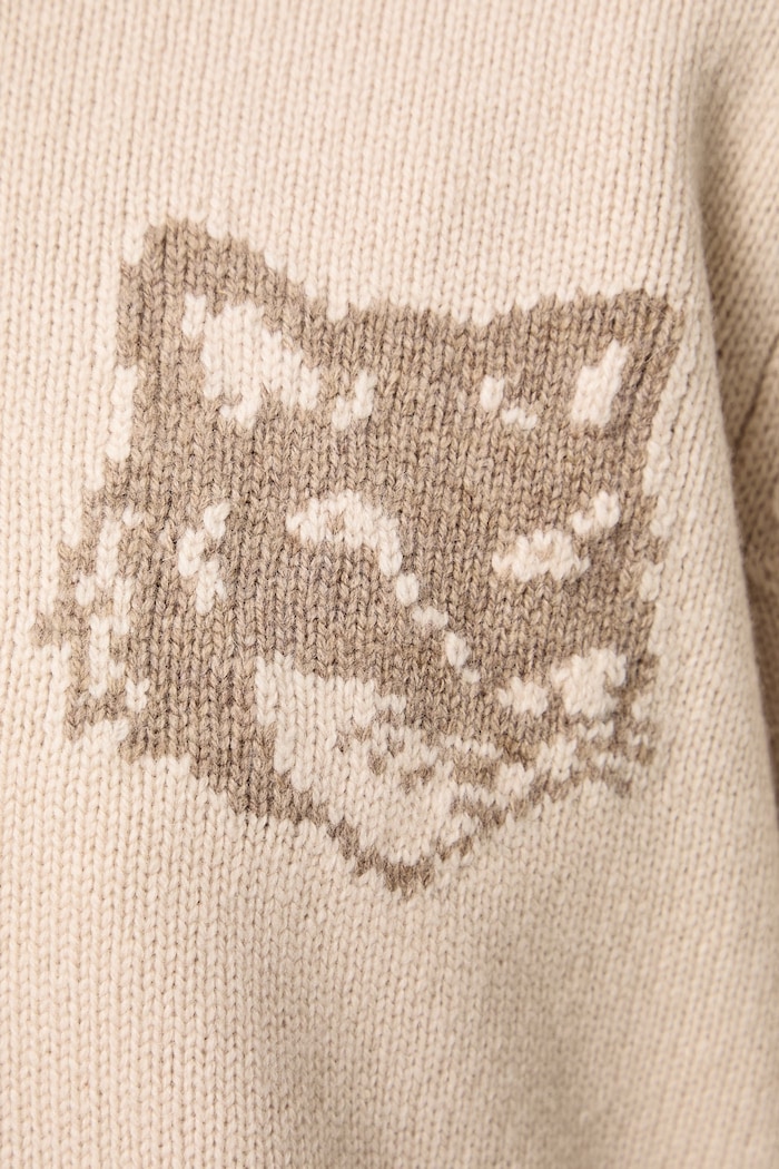 Maison Kitsuné Fox Head kardigan wełniany damski NW00509KM0329