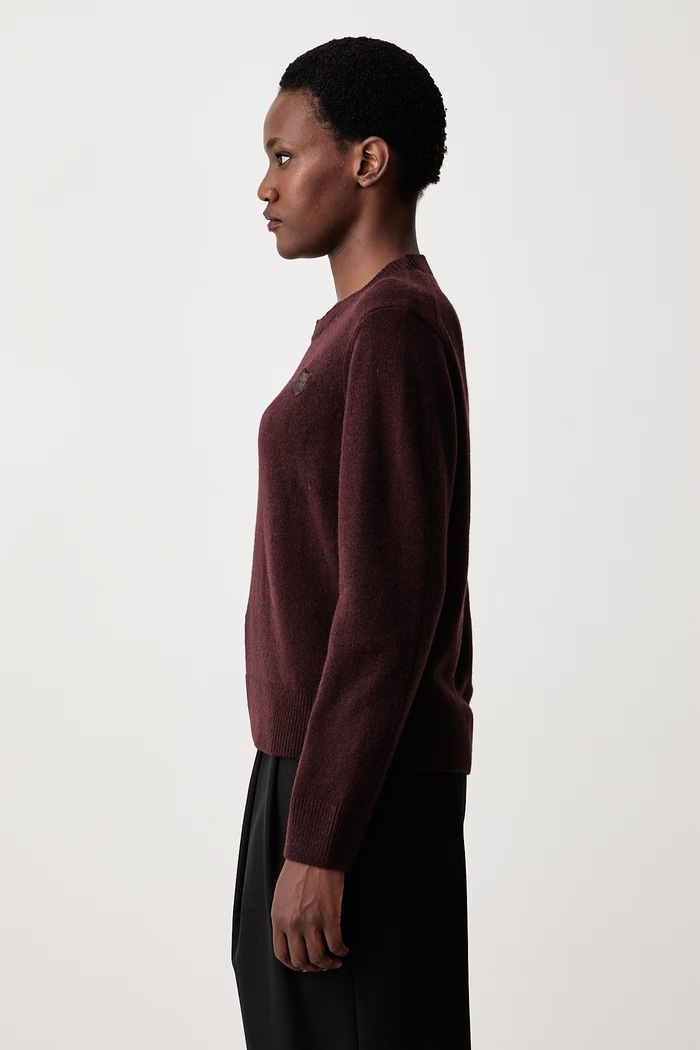 Maison Kitsuné Fox Head sweter wełniany damski bordowy MRWKJ11KT1006
