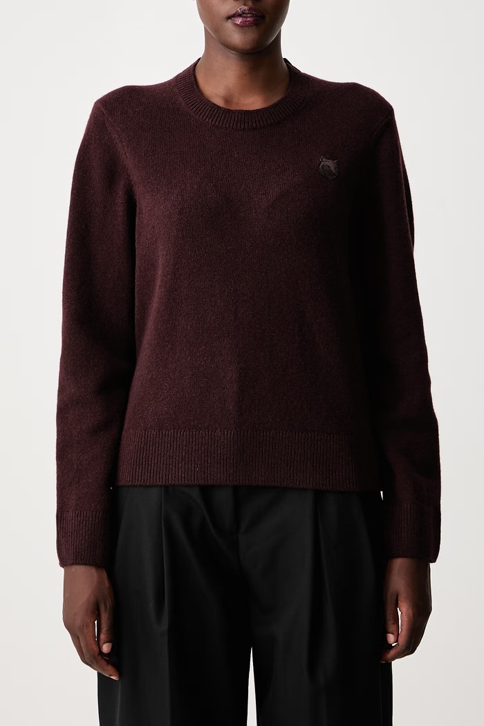 Maison Kitsuné Fox Head sweter wełniany damski MRWKJ11KT1006 bordowy