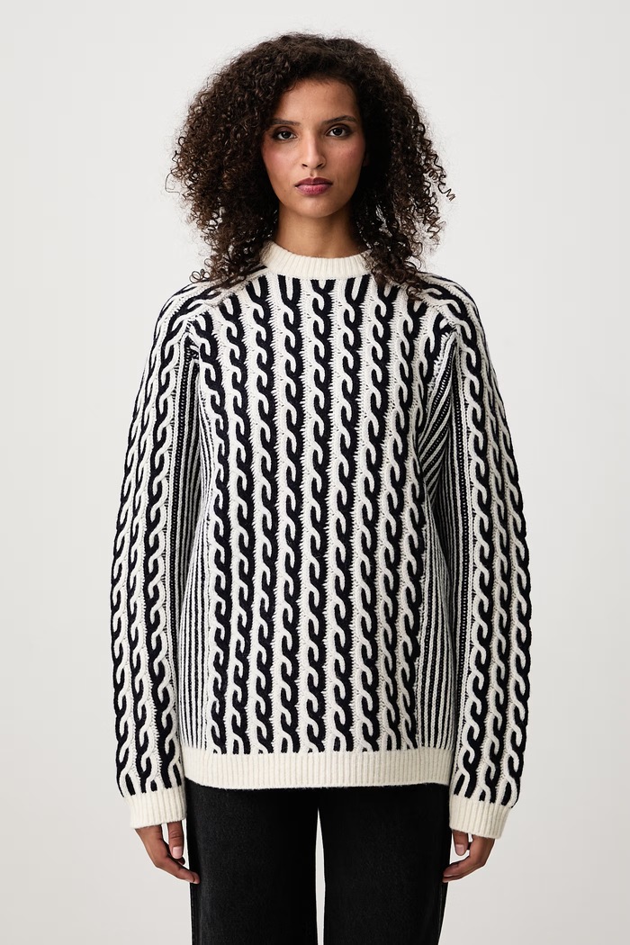 Maison Kitsuné Sweter z wełną damski beżowy MRWKJ10KT1236