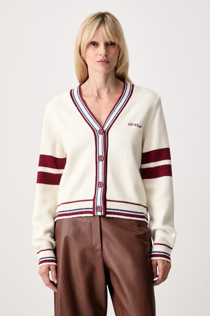 Off-White College Knit Crop ζακέτα με μαλλί γυναικεία μπεζ 2FE00530T