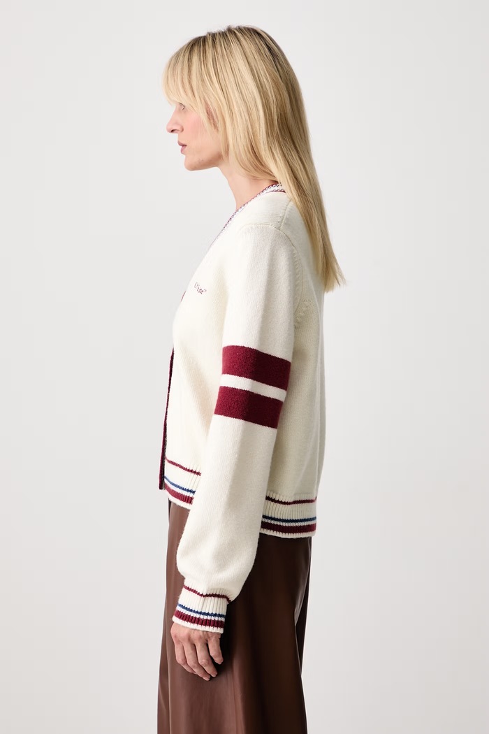 College Knit Crop ζακέτα με μαλλί γυναικεία Off-White 2FE00530T μπεζ