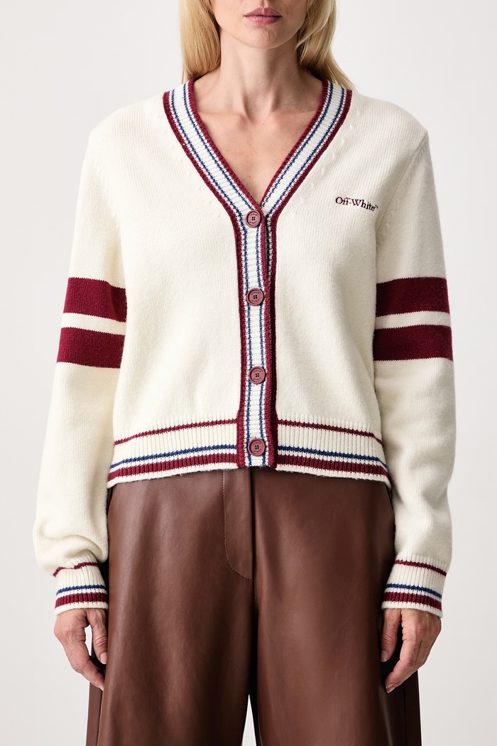 College Knit Crop ζακέτα με μαλλί γυναικεία Off-White μπεζ 2FE00530T