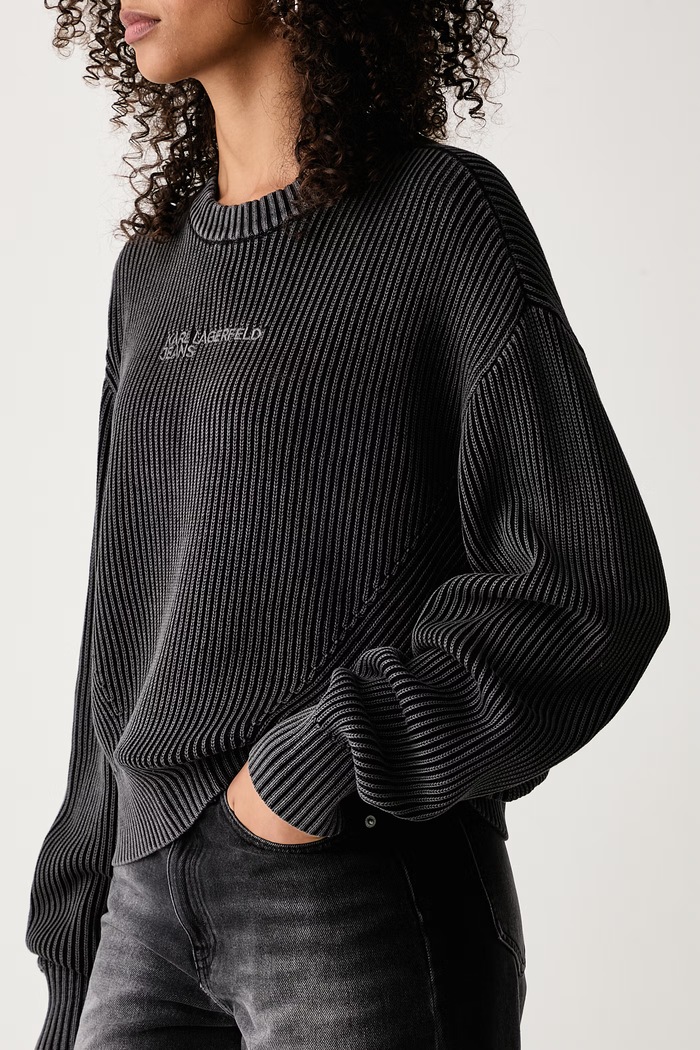 Sweter damski bawełniany Karl Lagerfeld Jeans B4W18075 szary