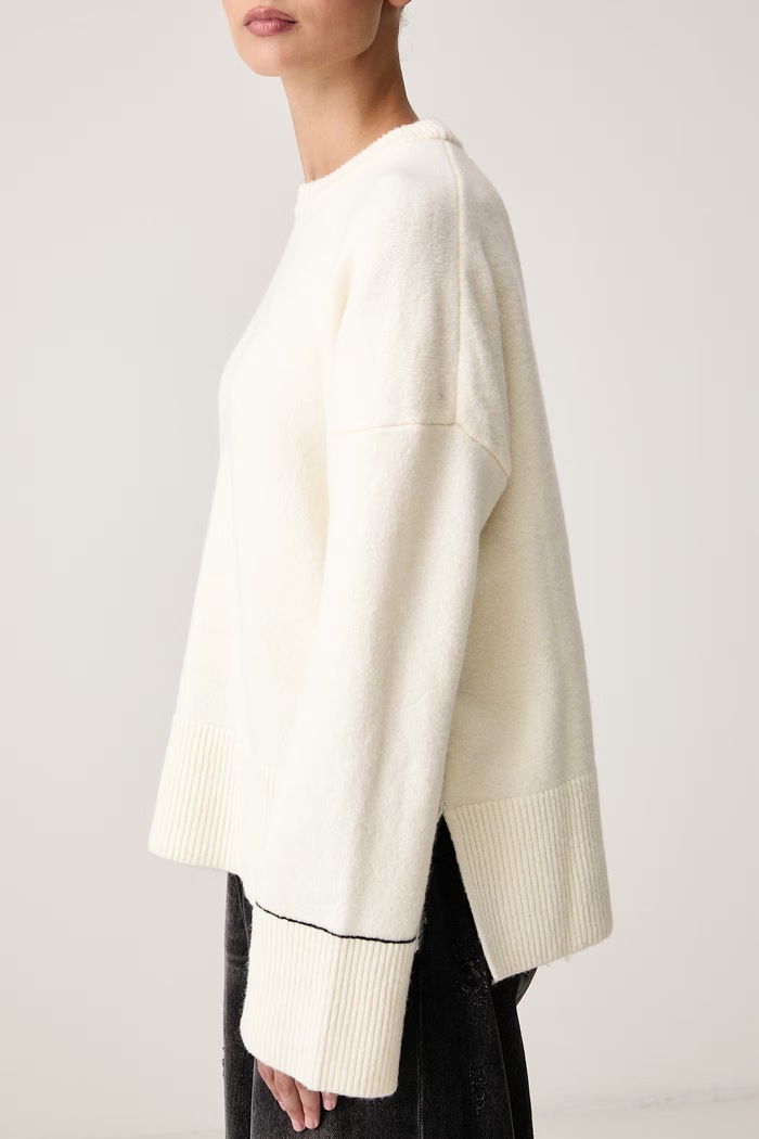 Sweter damski z wełną Karl Lagerfeld Jeans B4W18057 beżowy
