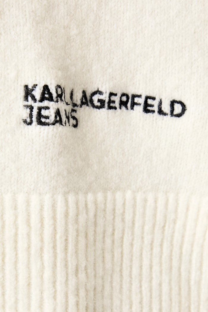 Sweter damski z wełną Karl Lagerfeld Jeans beżowy B4W18057