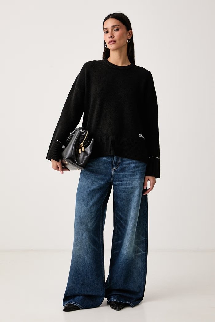 Karl Lagerfeld Jeans Sweter damski z wełną B4W18057 czarny AW26