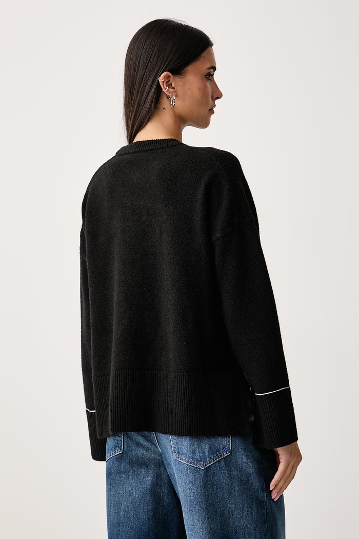 Odzież Karl Lagerfeld Jeans Sweter damski z wełną B4W18057 czarny