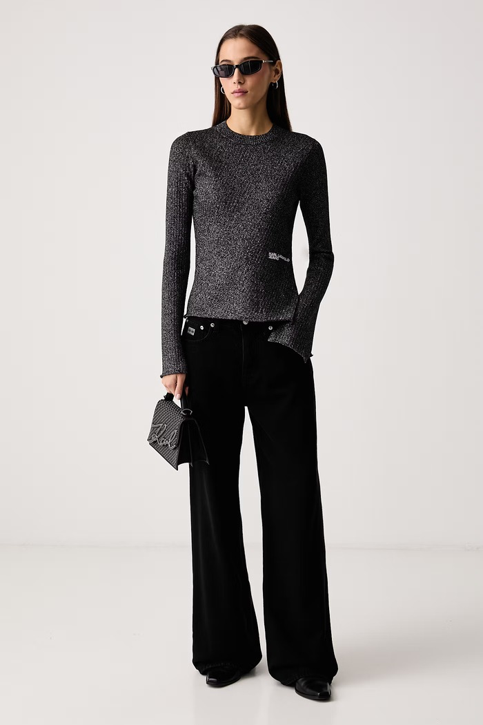 Karl Lagerfeld Jeans Пуловер дамски с вискоза B4W18005 черен AW26