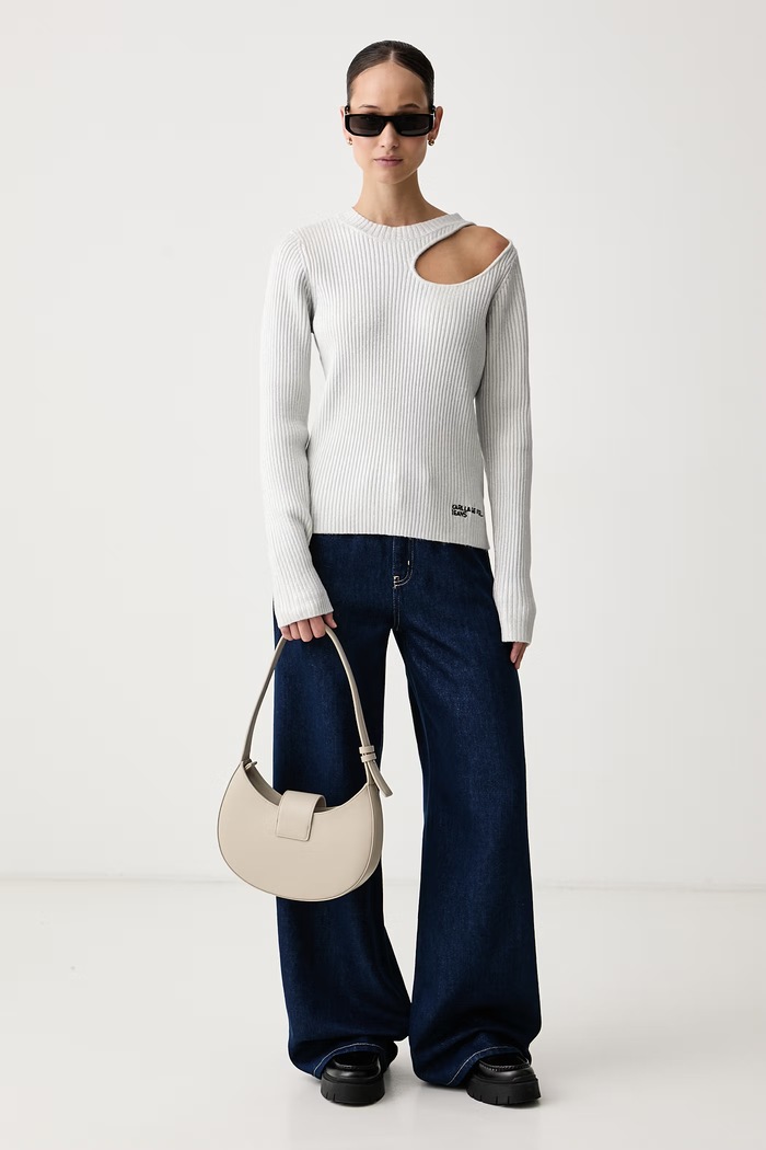 Karl Lagerfeld Jeans Πουλόβερ γυναικείο με μαλλί B4W18002 ασημί AW26