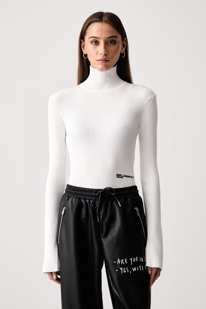 Karl Lagerfeld Jeans Golf damski z wiskozą biały B4W18001