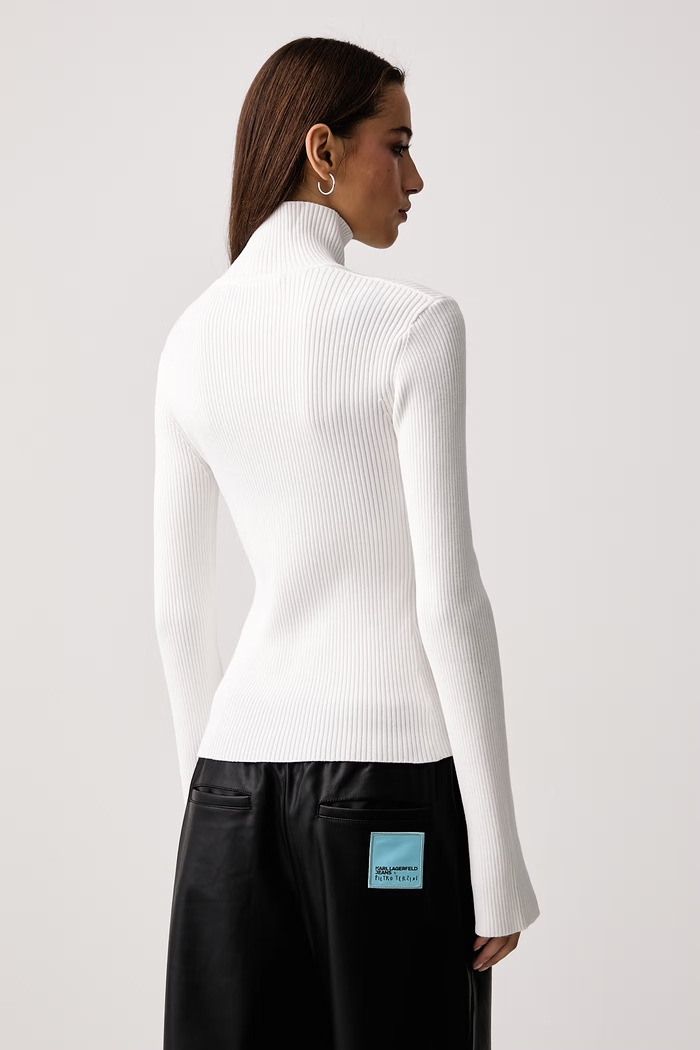Odzież Karl Lagerfeld Jeans Golf damski z wiskozą B4W18001 biały