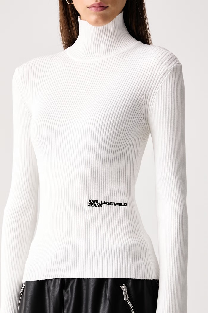 Golf damski z wiskozą Karl Lagerfeld Jeans B4W18001 biały