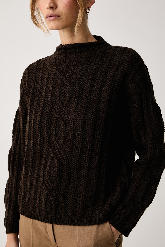 Sweter damski z wełną Meleti Luisa Spagnoli 100573 brązowy