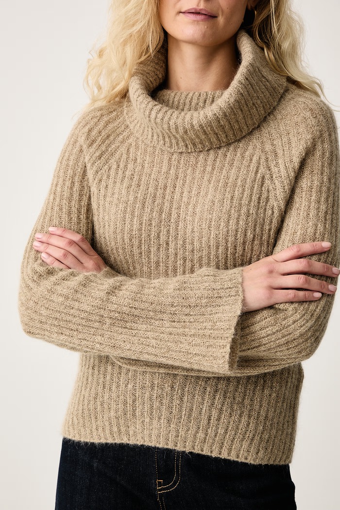 Sweter damski z wełną Cufra Luisa Spagnoli 100594 beżowy