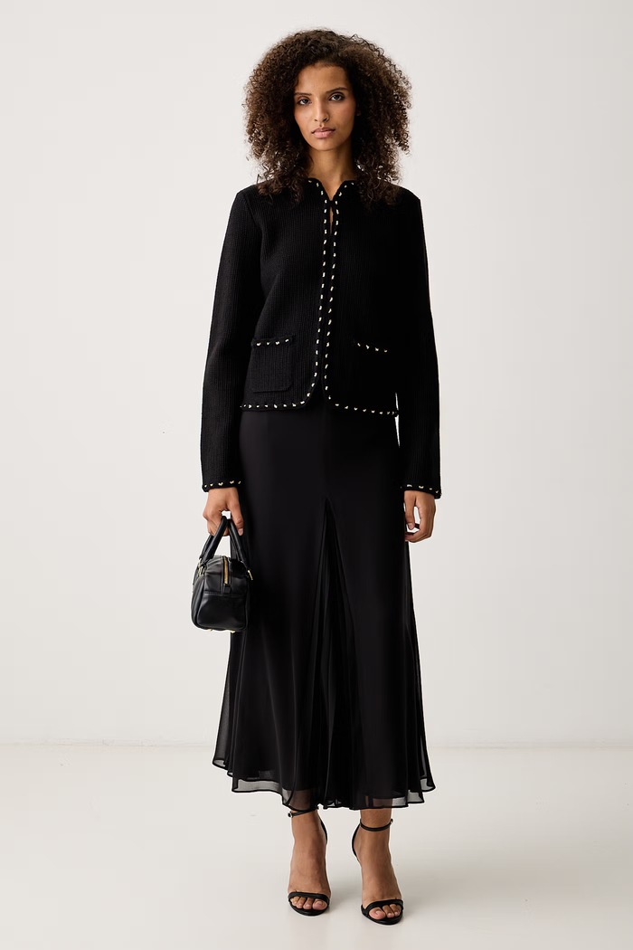 Luisa Spagnoli Kardigan damski z wełną Mamas 100463 czarny AW26