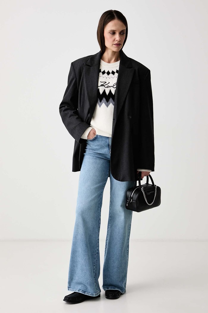 Karl Lagerfeld Πουλόβερ γυναικείο με μαλλί B4W18020 μπεζ AW26