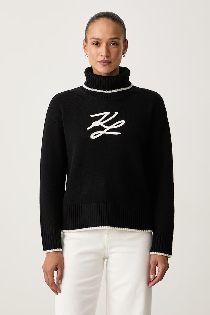 Karl Lagerfeld Sweter damski z wełną czarny B4W18033