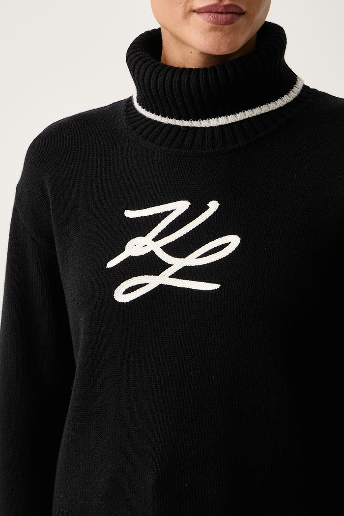 Sweter damski z wełną Karl Lagerfeld B4W18033 czarny