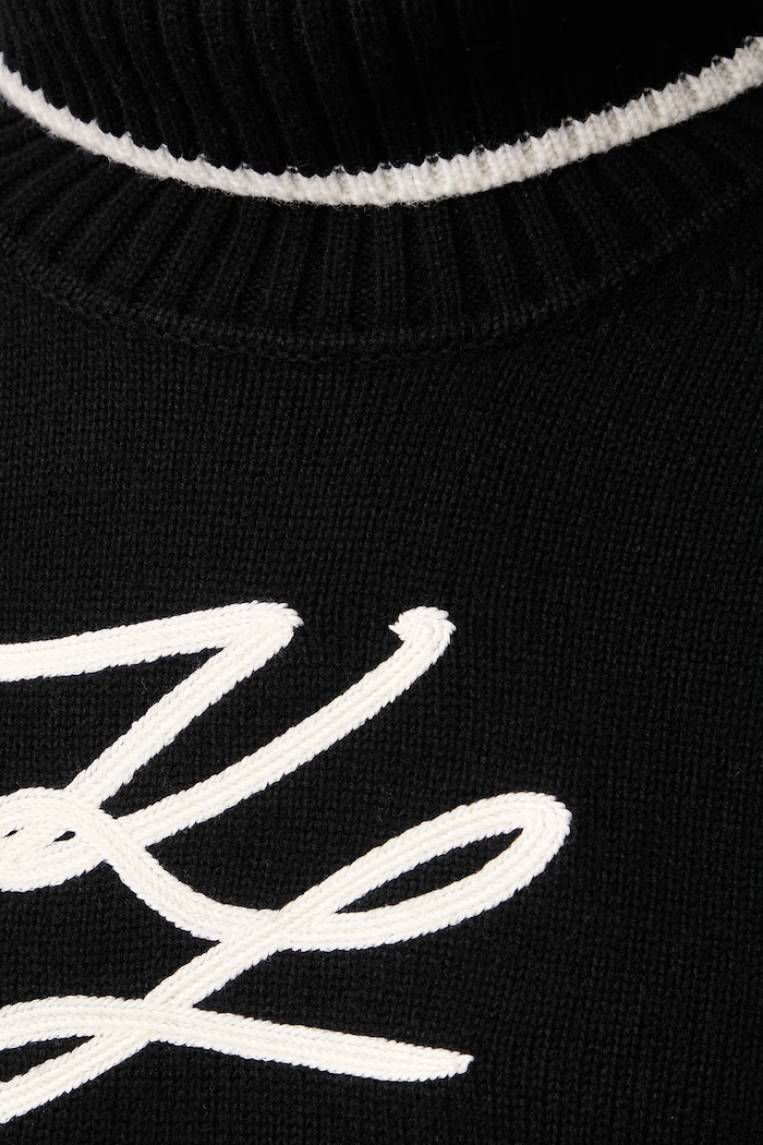 Sweter damski z wełną Karl Lagerfeld czarny B4W18033