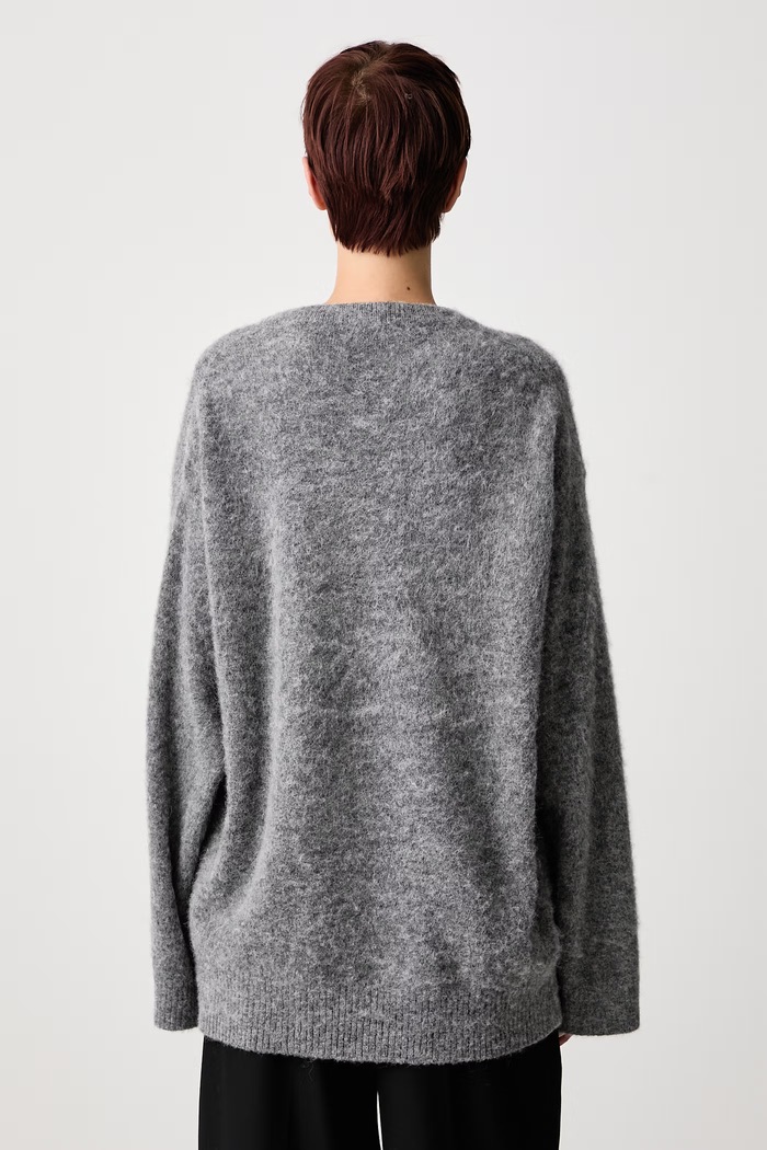 Odzież GANNI Mushroom Teddy sweter z wełną damski A1150056 szary