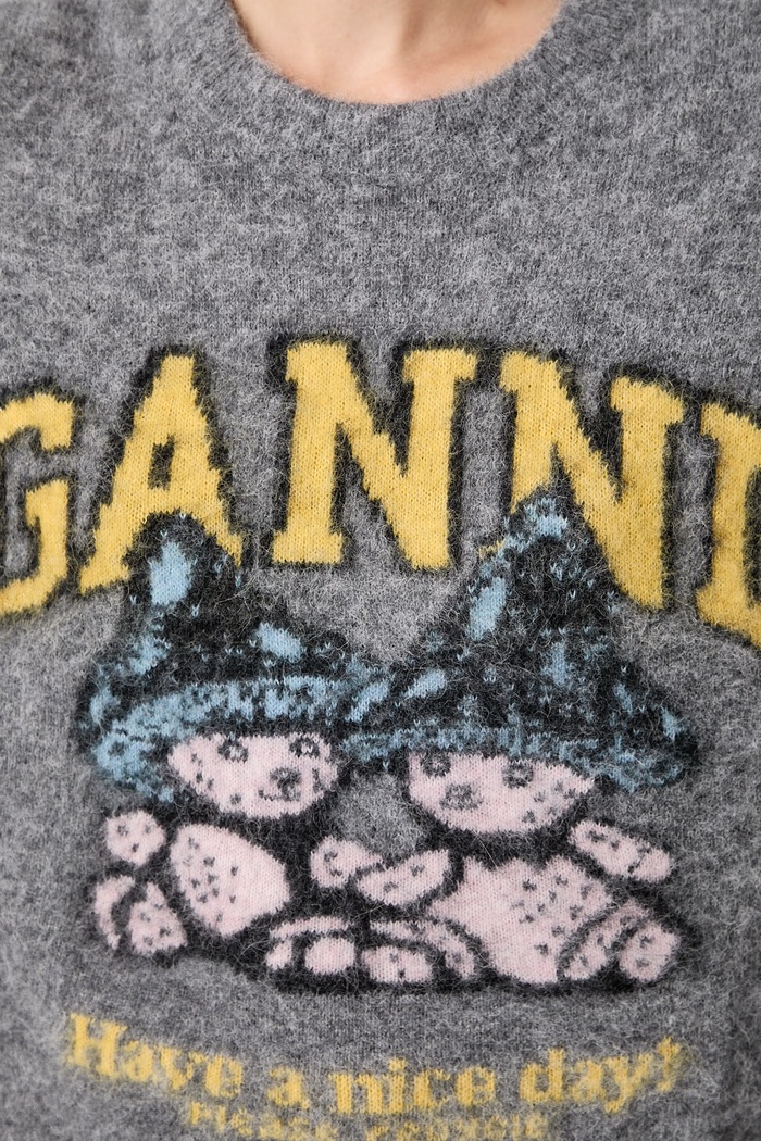 GANNI Mushroom Teddy sweter z wełną damski A1150056