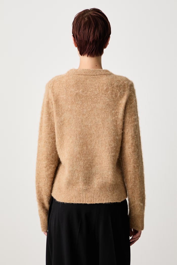 Odzież GANNI Teddy sweter z wełną damski A1150055 brązowy