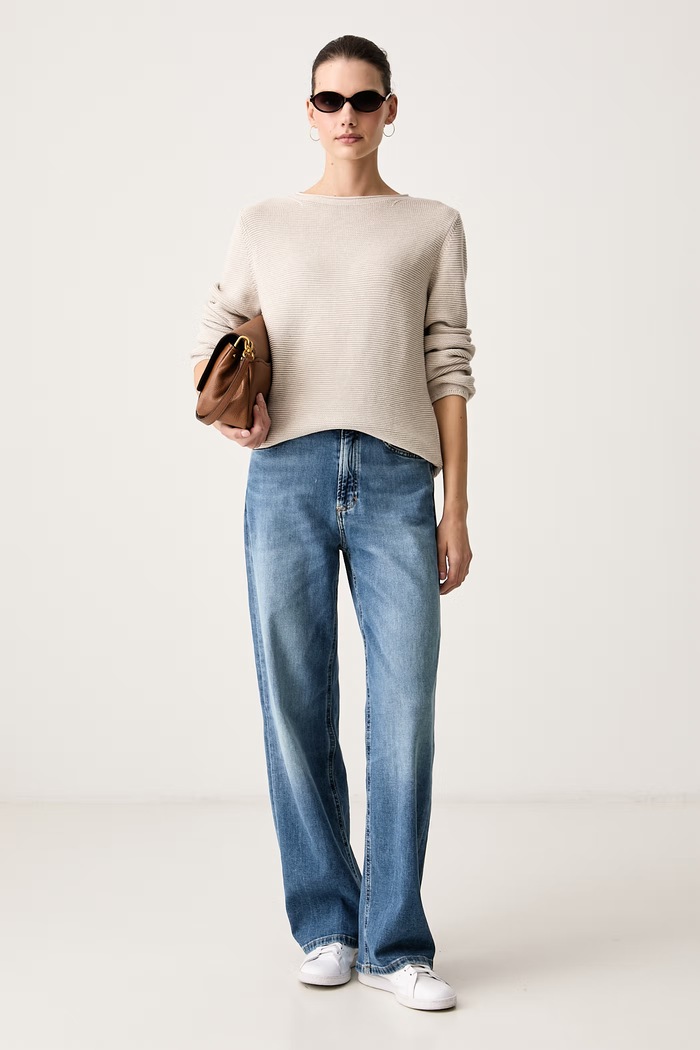 Marc O'Polo Sweter damski bawełniany 5000010442 beżowy AW26