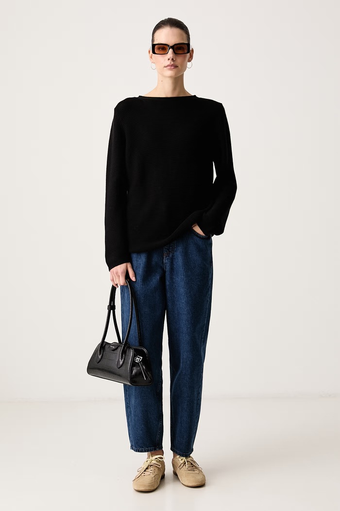 Marc O'Polo Sweter damski bawełniany 5000010442 czarny AW26