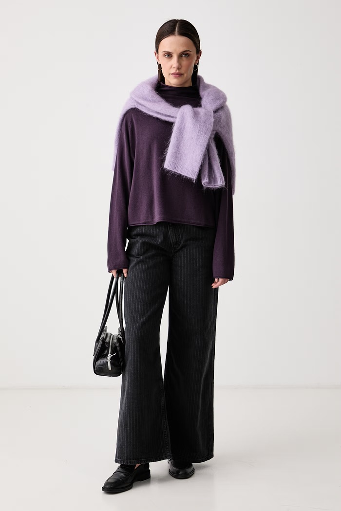 Marc O'Polo Sweter damski z wełną 5000017058 fioletowy AW26