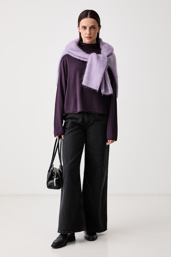 Marc O'Polo Sweter damski z wełną 5000017058 fioletowy AW26