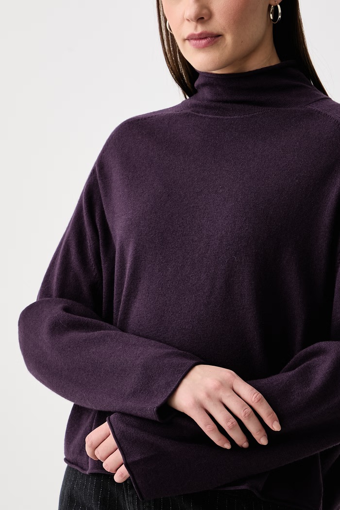 Sweter damski z wełną Marc O'Polo 5000017058 fioletowy