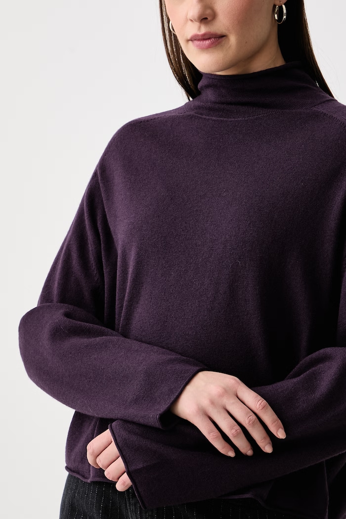 Sweter damski z wełną Marc O'Polo 5000017058 fioletowy