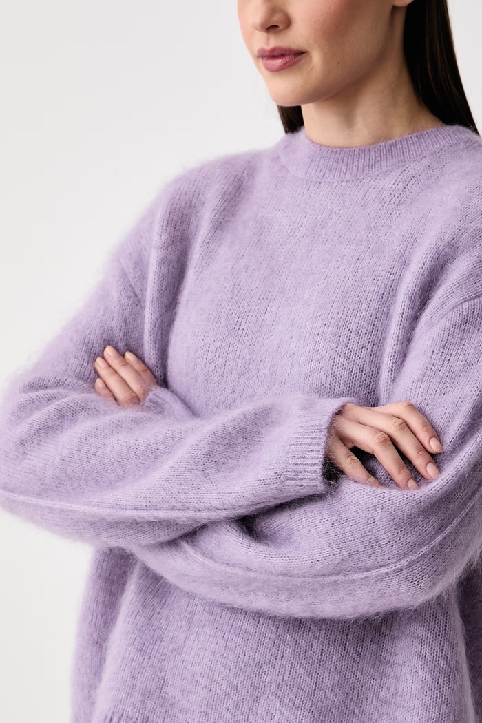 Sweter damski z wełną Marc O'Polo 5000015736 fioletowy