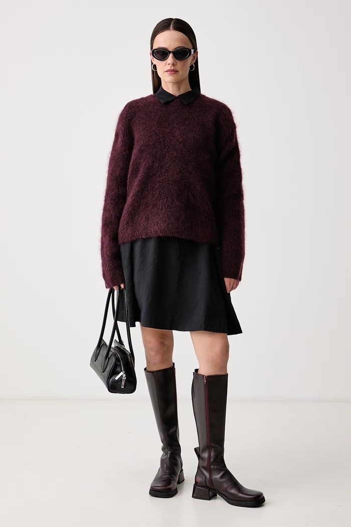 Marc O'Polo Sweter damski z wełną 5000015736 bordowy AW26