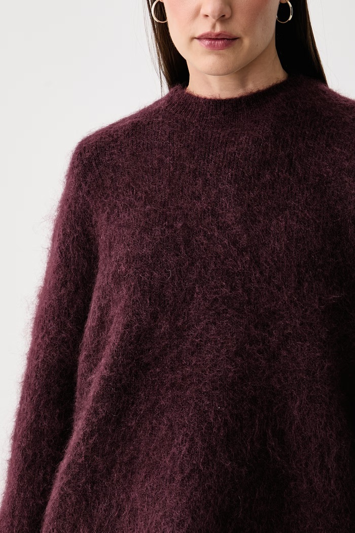 Sweter damski z wełną Marc O'Polo 5000015736 bordowy