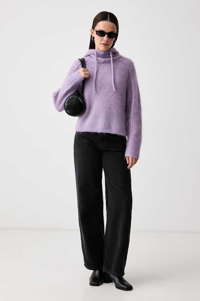 Marc O'Polo Sweter damski z wełną 5000015546 fioletowy AW26