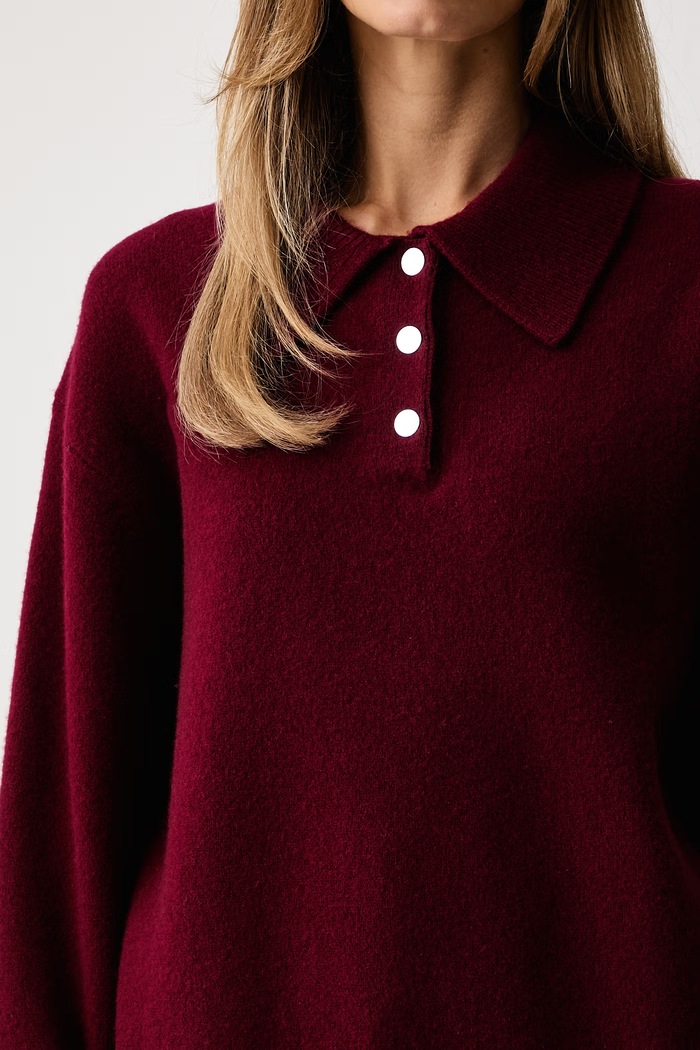 Sweter damski wełniany Marc O'Polo 5000014780 bordowy