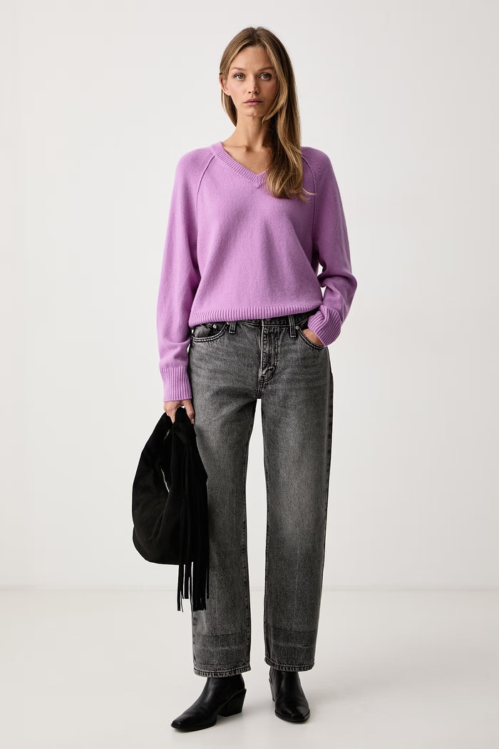 Marc O'Polo Sweter damski wełniany 5000013447 fioletowy AW26