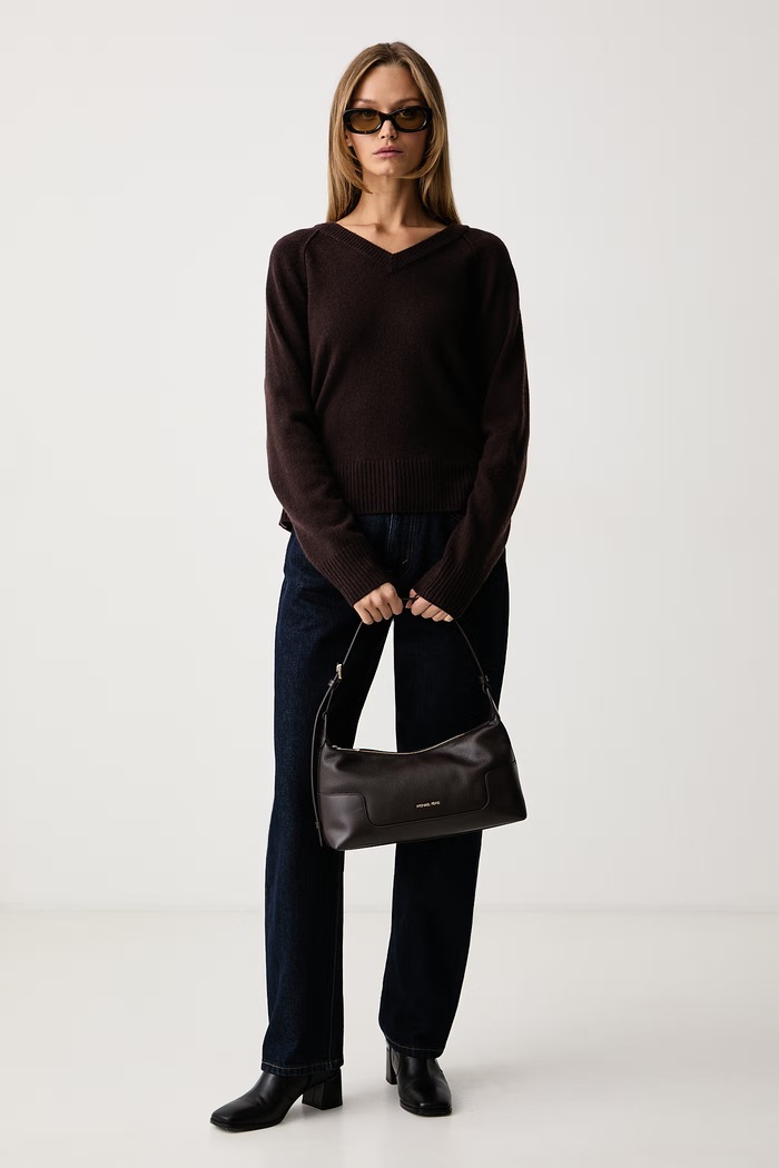 Marc O'Polo Sweter damski wełniany 5000013447 brązowy AW26