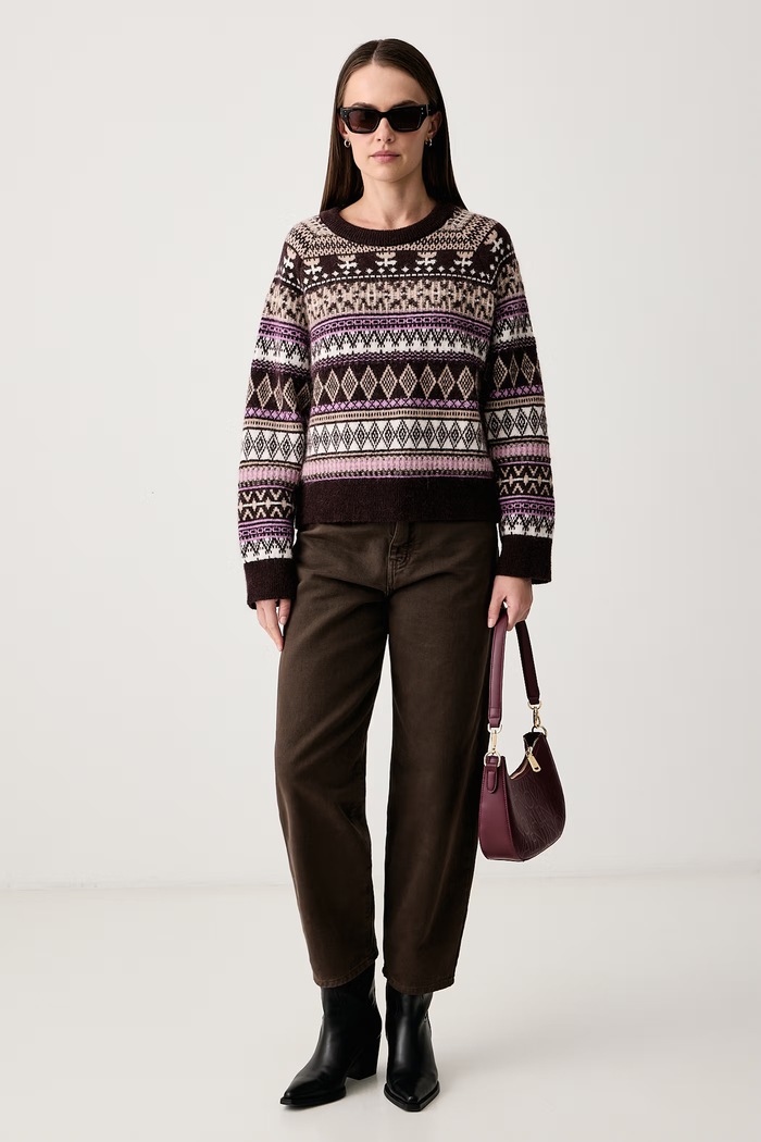 Marc O'Polo Sweter damski z dodatkiem wełny 5000012415 brązowy AW26