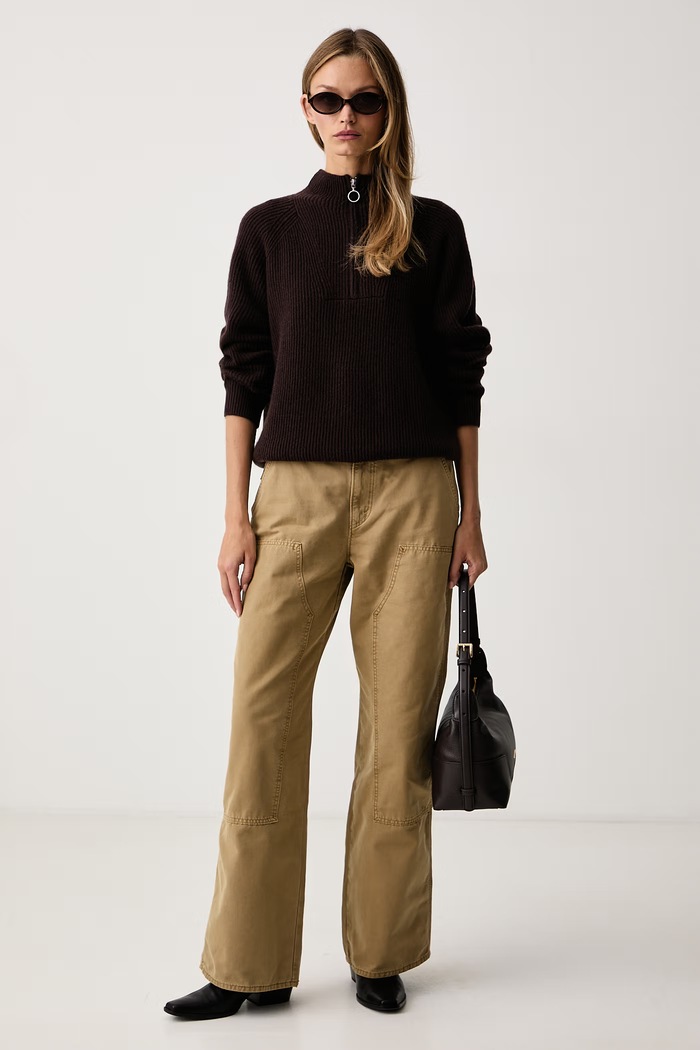 Marc O'Polo Sweter damski wełniany 5000012355 brązowy AW26