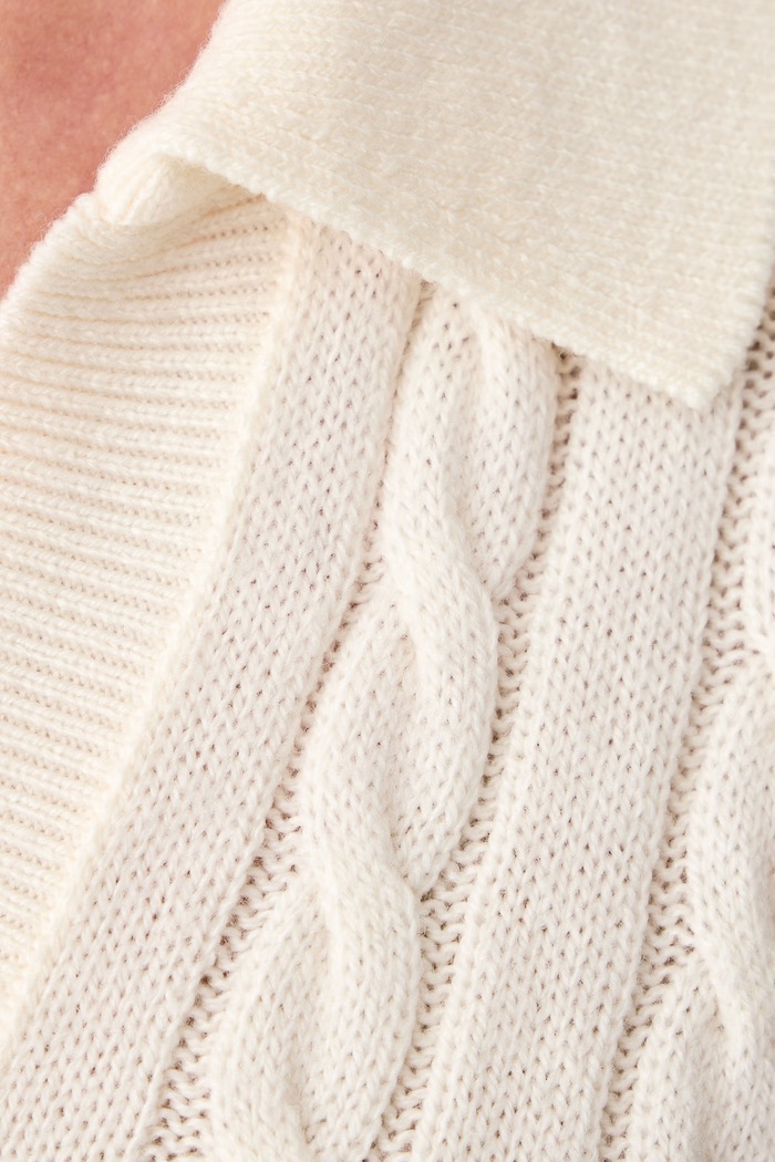 Sweter z krótkim rękawem damski z wełną Marc O'Polo beżowy 5000012259