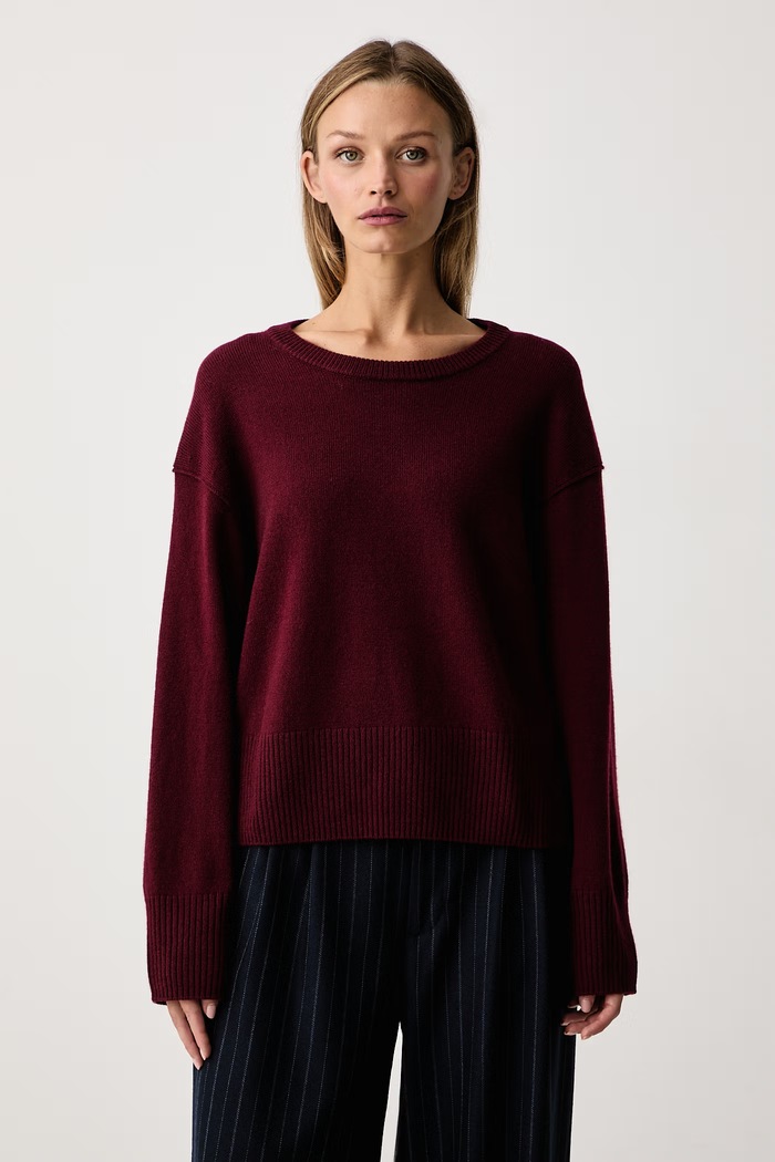 Marc O'Polo Sweter damski wełniany bordowy 5000012199